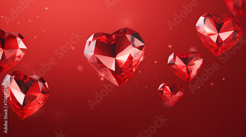 Crystals in the shape of a heart on a red background