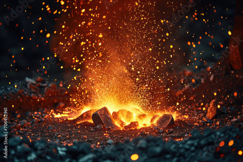 Emission Of Molten Metal And Sparks From A Nickel Smelting Furnace
