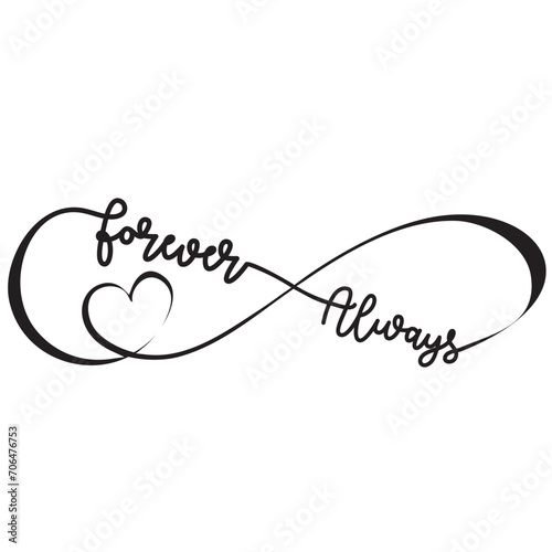 Always and forever infinity sign design word laser cut heart shape text