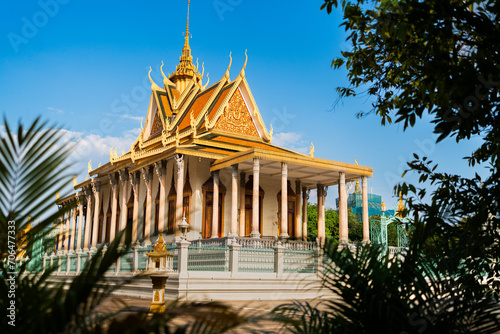 Phnom Penh, Cambodia. Royal Palace, Silver Pagoda. Travel and tourism in Asia. Buddhist culture landmark. Tourist attraction in the capital city.