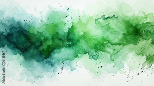 fresh green watercolor surface with splatters on white background, illustration