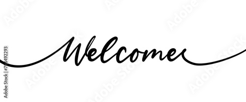 Welcome Word text handwriting illustration vector on transparent background. Element text letter formal casual script art card decoration design