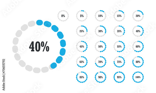 20 set circle percentage diagrams for the infographic. Vector illustration design.