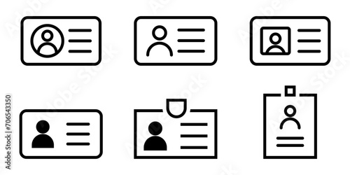 ID Card, Document, Driver License or Name Badge. Vector Icons set.