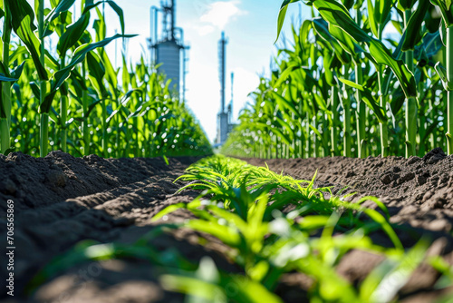 biofuel production facility converting corn or sugarcane into ethanol