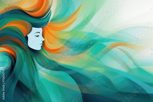 Portrait of beautiful young woman with colorful hair. Abstract background for March: Irish American Heritage Month. 