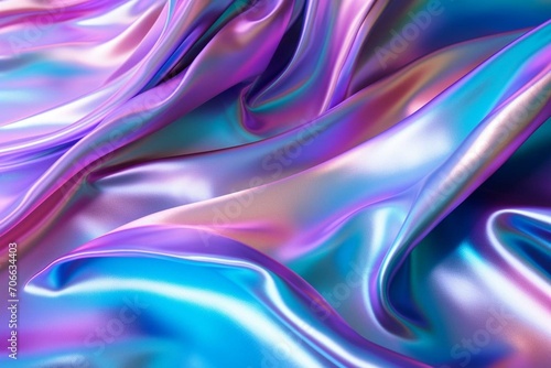 Vibrant holographic textile with glossy and fluid style; perfect for wallpapers and design presentations. Generative AI