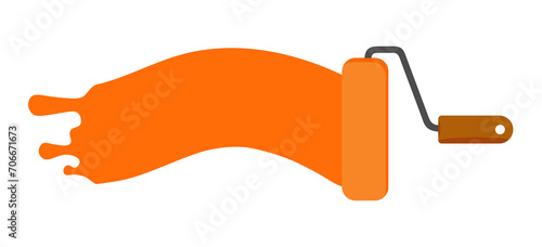 Orange mark with streaks from a roller brush on a white background. Vector illustration of headers, banners and advertisements