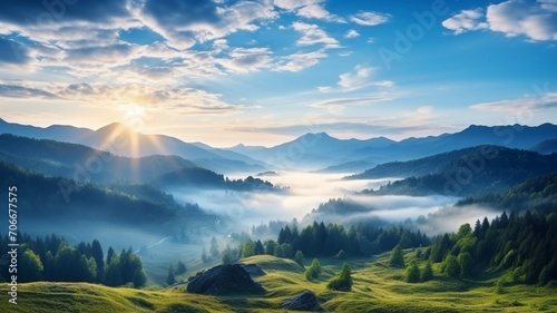 Breathtaking panorama nature mountain landscape wallpaper AI Generated Image