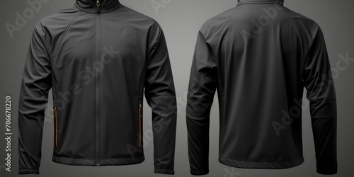 Black Jacket With Hood and Zippers Generative AI