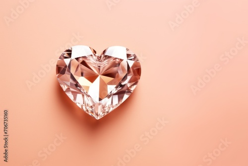 pink crystal in the shape of a heart. pink background. jewelry store concept