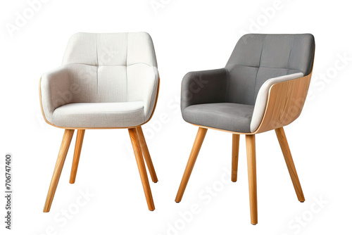 Scandinavian style modern chairs over white transparent background