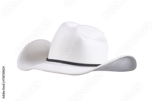 Rodeo rider, wild west, American and country music concept theme with a cowboy hat isolated on white background with cut out clip path