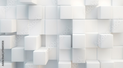 3d stacked cubes. column of white cubes. geometric shape background