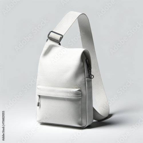 Blank White Canvas Sling Bag on Plain Background - Product Mockup