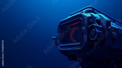A hyper-realistic thermal imaging camera, used in search and rescue, against a backdrop of deep, midnight blue.