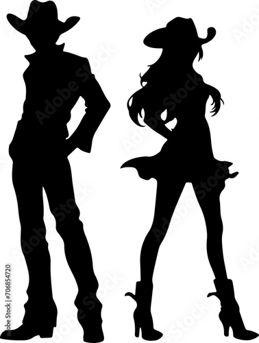 Couple Cowboy And Cowgirl silhouette