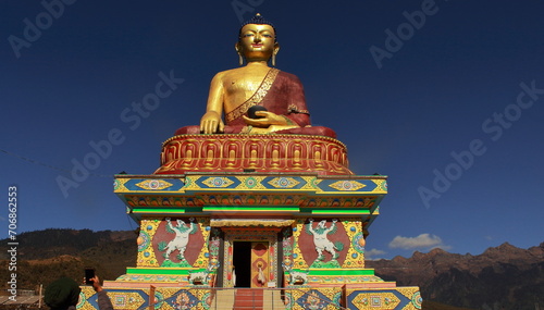 giant buddha statue of tawang, this buddhist temple is a popular tourist attraction of arunachal pradesh, north east india