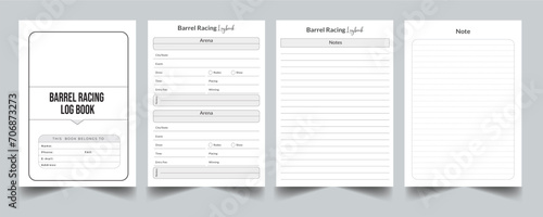 Editable Barrel Racing Logbook Planner Kdp Interior printable template Design.