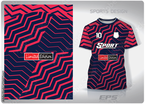 Vector sports shirt background image.Blue pink zigzag pattern design, illustration, textile background for sports t-shirt, football jersey shirt.eps