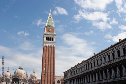 campanile de san marco seen from the arcades of St. Marcs square, Venice,