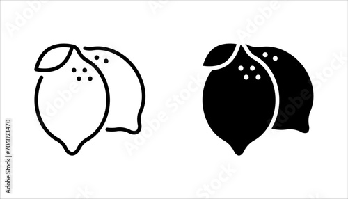 Lemon icon set. Fresh lemon fruits on summer season. Summer fruit vector illustration on white background
