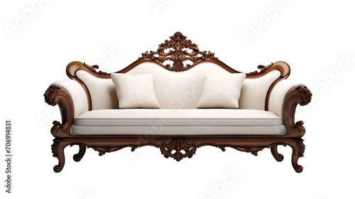 Sofaantique furniture Interior design concept furniture for living isolated on clear png background and transparent background, AI generative.