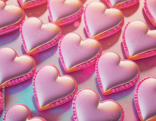 Illustration with 3D hearts