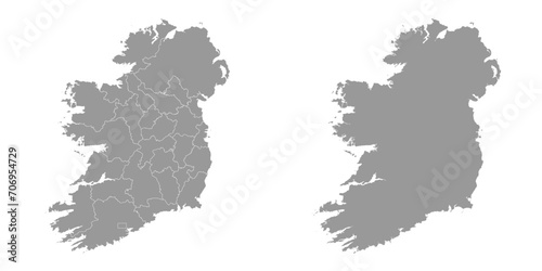Ireland map with counties and Northern Ireland. Vector illustration.