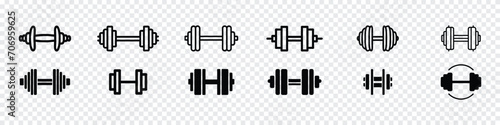 Dumbbell for gym icon, Dumbbell icon set, Dumbbell concept. Sport line icon set. Dumbbell icon. Set of different dumbbell. Dumbbells for a sports hall. 