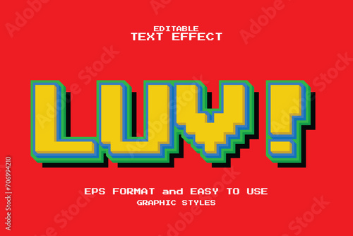 Text Effect Luv Lego EPS Ready to Use Red, Green, Blue and Yellow