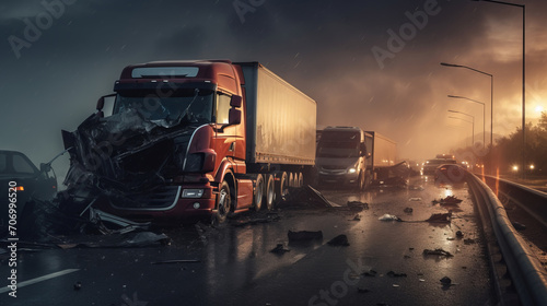 A serious accident between two lorries at a traffic light in Worcester, Breede River Valley, Western Cape, South Africa.