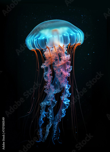 colorful jellyfish isolated on black background