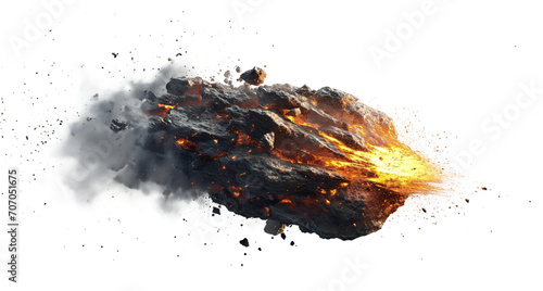 A meteor in the air engulfed in fire, cut out - stock png.