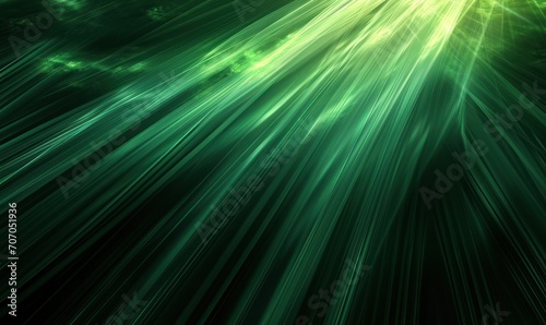 Un fond abstrait de couleur vert et noir avec une lumière verte, dans le style des rayons du soleil