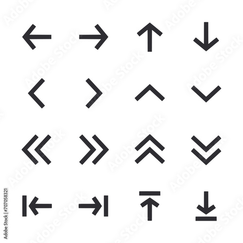 Set of arrow icon for web app simple silhouettes flat design