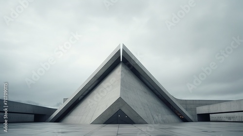 Gray concrete building modernism style sail sha illustration image Ai generated art