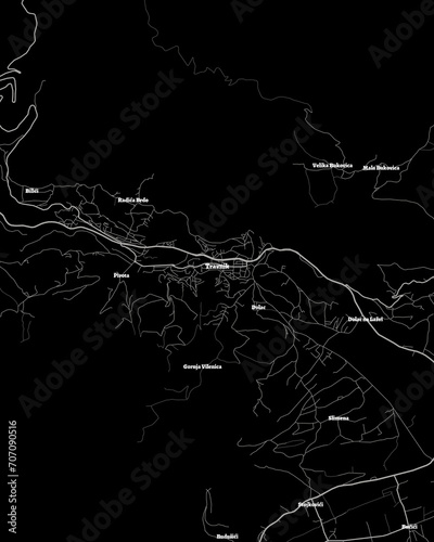 Travnik Bosnia and Herzegovina Map, Detailed Dark Map of Travnik Bosnia and Herzegovina