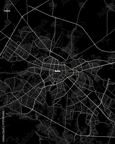 Sofia Bulgaria Map, Detailed Dark Map of Sofia Bulgaria