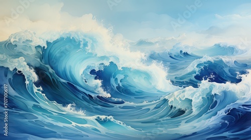 Blue river ocean wave layer background.