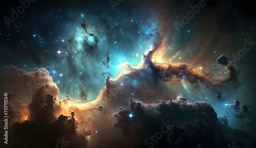 This mysterious space is like a vast night sky, with stars and galaxies shining in the dark colours. However, these stars and the Milky Way are not real, but a kind of unreal light, constantly flashn