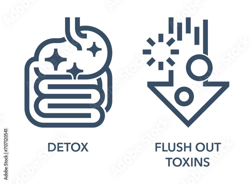 Detox and Flush Out Toxins - food supplement icons