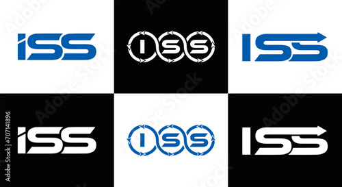 ISS logo. I S S design. White ISS letter. ISS, I S S letter logo design. Initial letter ISS letter logo set, linked circle uppercase monogram logo. I S S letter logo vector design. 