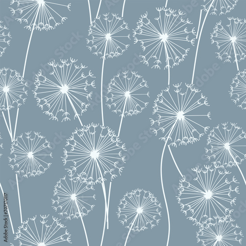 Dandelions seamless pattern for cover, packaging, fabric decorative design. Abstract vector design element. Floral modern seamless background.