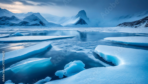 Icebergs in Antarctica. Global warming and climate change concept.