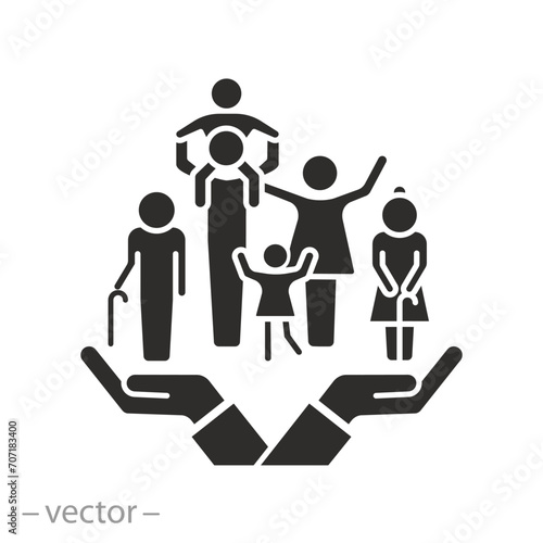 big kinship together icon, family, concept save dynasty, flat symbol - vector illustration