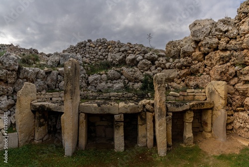 detail view of the neolithic temple ruins of Ggantija on Gozo Island in Malta