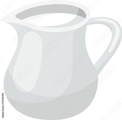 White ceramic pitcher isolated on white background. Simple kitchenware item, clean modern jug design vector illustration.