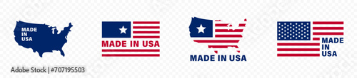 USA vector icons. USA flag icons. USA icons. United states of America symbols.