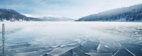 ice cracks on a frozen lake